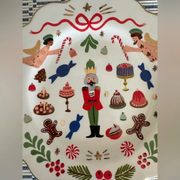 Rifle Paper Co for Anthropologie ceramic Holiday Plate - Picture 3 of 4